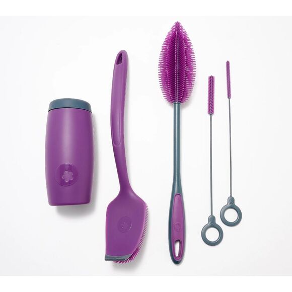 Kochblume Bottle & Straw 5pc Cleaning Set Silicone Soap Dispenser Purple NWOT - Picture 1 of 4